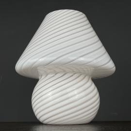 Vintage Swirl Murano Glass Table Lamp Mushroom, Italy 1970s, White