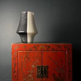 Black white murano table lamp Mushroom Italy 1980s MCM modern
