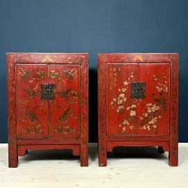 Mid-Century Italian Bedside Tables style Chinoiserie 1950s Set of 2