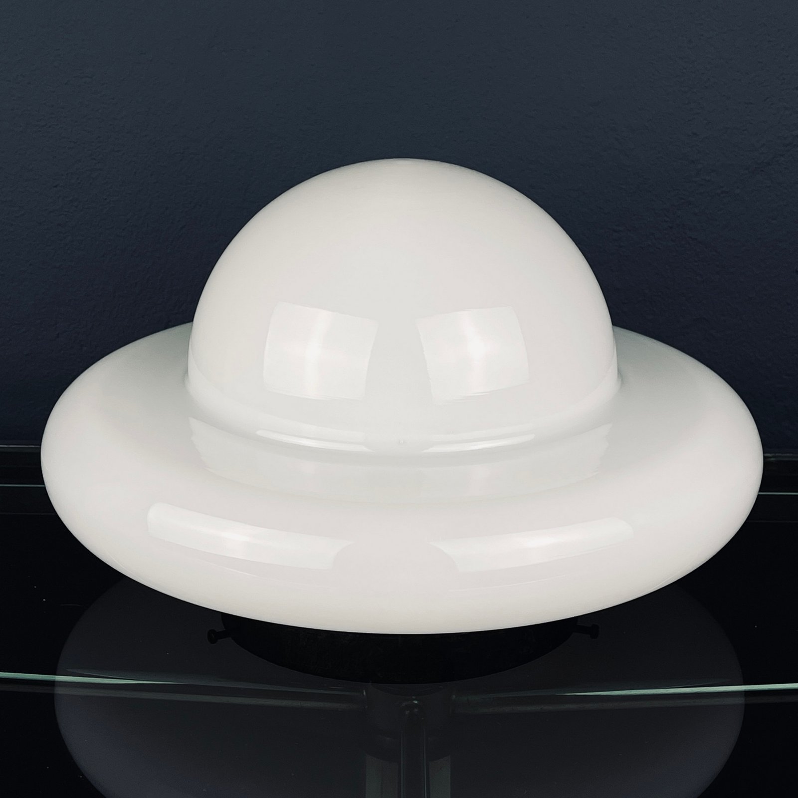 Mid-century white murano glass ceiling lamp Italy 1970s