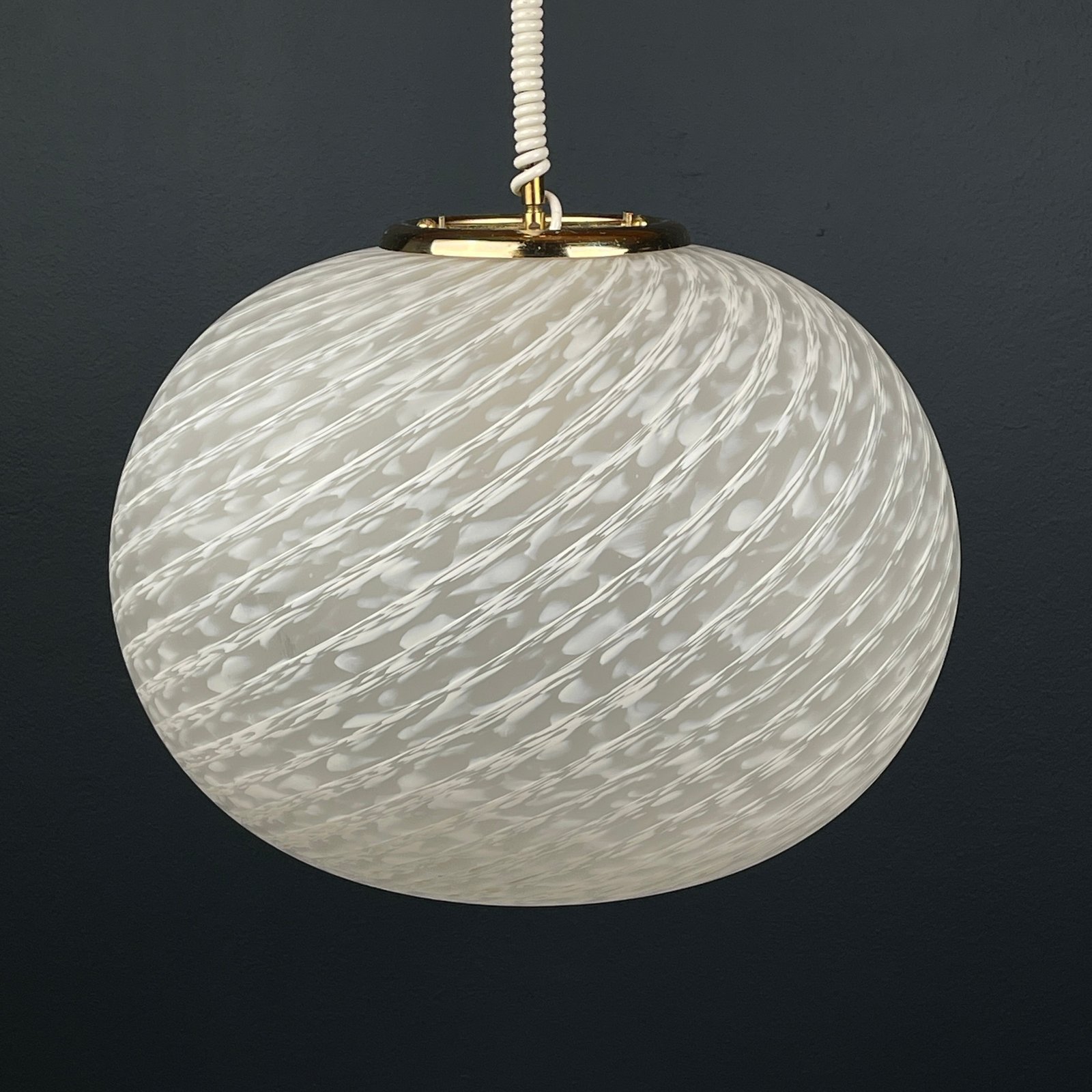 Large swirl murano glass pendant lamp Vetri Murano Italy 1970s