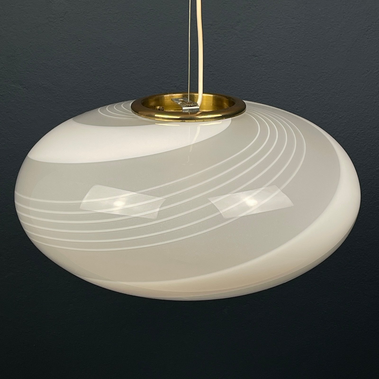 Classic swirl Murano glass pendant lamp Italy 70s