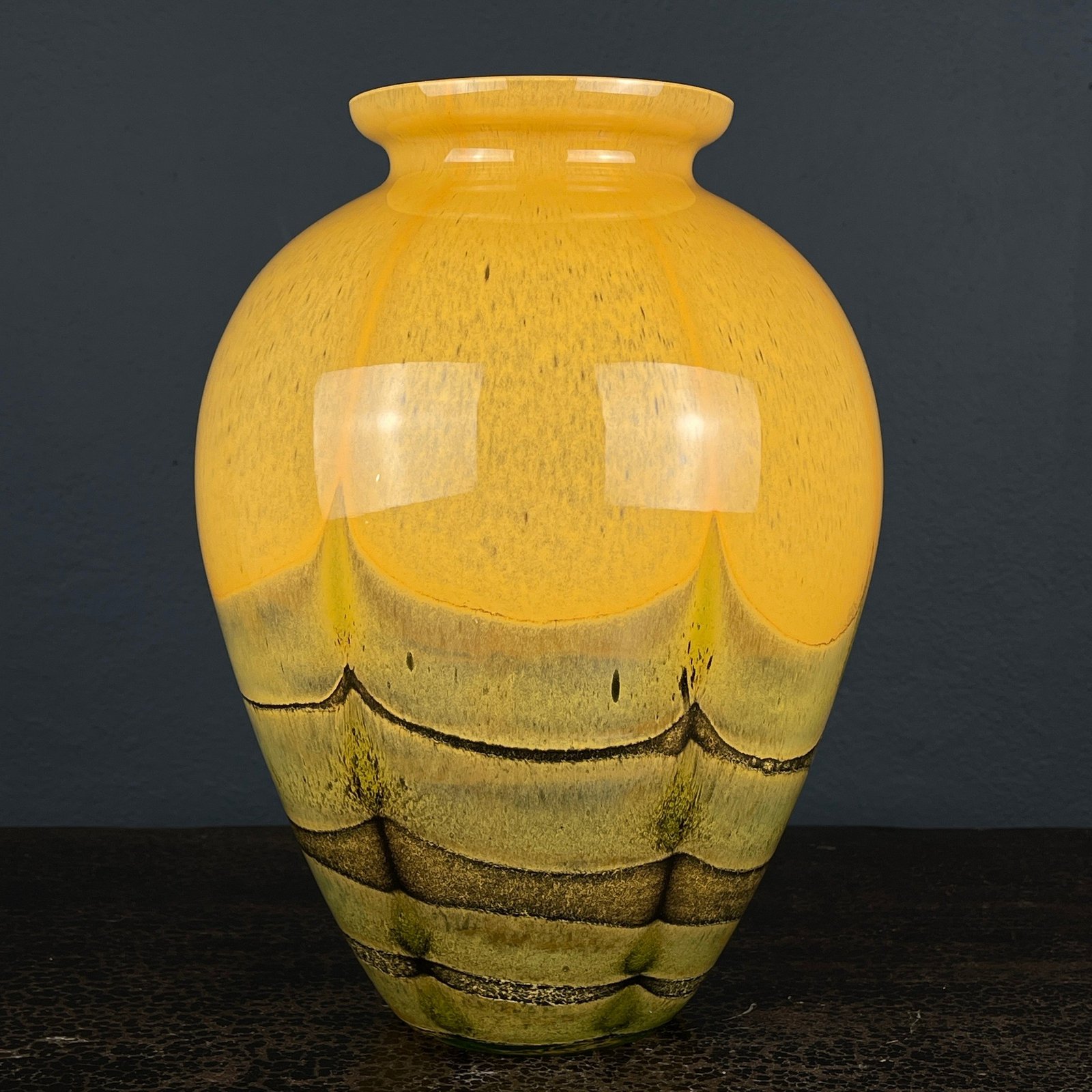 Yellow murano glass vase Italy 1970s