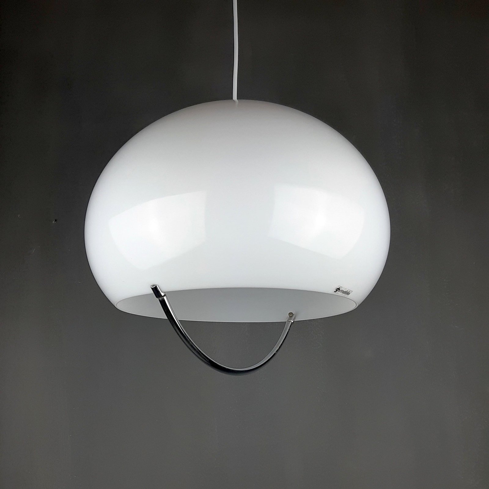 Mid-century White Pendant Lamp Meblo Guzzini 1970s Yugoslavia Italia