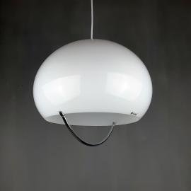 Mid-century White Pendant Lamp Meblo Guzzini 1970s Yugoslavia Italia