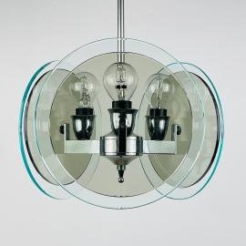 Vintage art glass pendant lamp by Fontana Arte Italy 1970s Art deco MCM mid-century italian design ceiling lamp