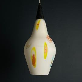 Mid-century multicolor opaline murano glass pendant lamp by Stilnovo Italy 1950s