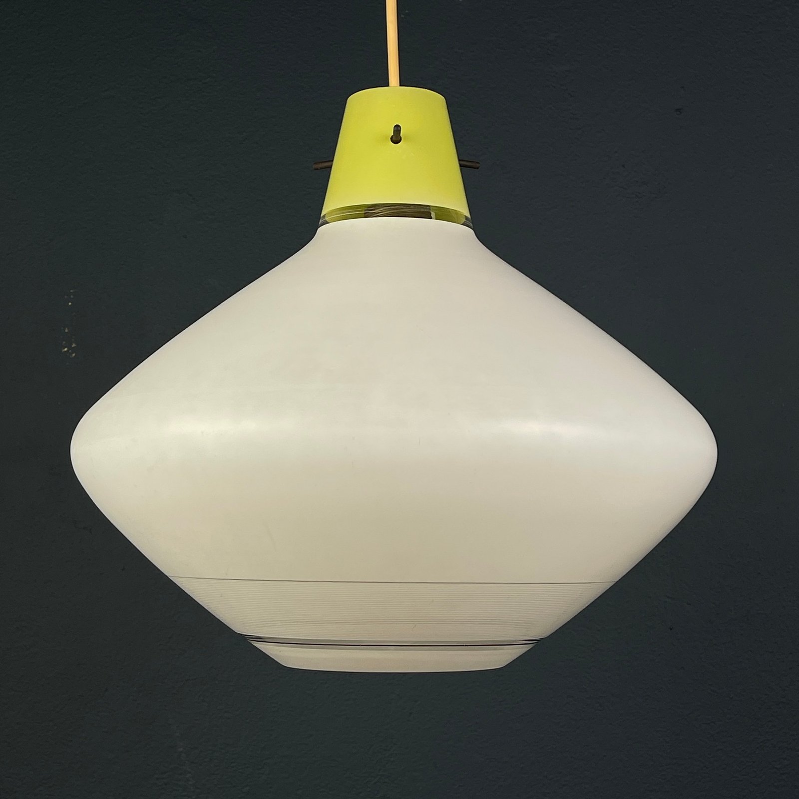 Mid-century pendant lamp Italy 1950s White glass chandelier Italian modern