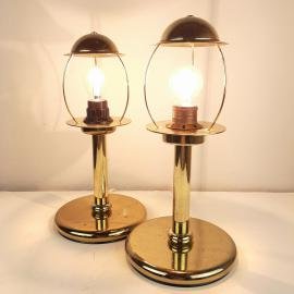 Pair of retro gold metal table lamp Sijaj Hrastnik Yugoslavia 1970s