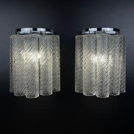 Murano wall sconces Tronchi Italy 1970s Set of 2 Mid-century italian modern Home decor