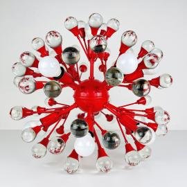 Mid-century murano ball table or pendant lamp Sputnik Italy 1970s MCM italian unique red lamp Vintage lighting Space age