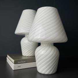 Classic murano table lamps Mushroom Italy 1970s Set of 2 Italian Modern Lamps Retro home decor