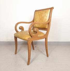 Vintage beautifull dining chair '50s Italy Wood Leather Furniture Italy