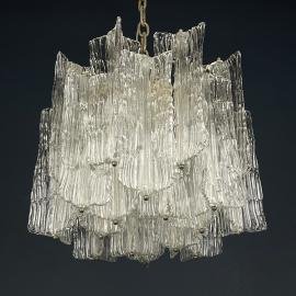 Mid-century murano glass chandelier Eliche by Venini Italy 1960s