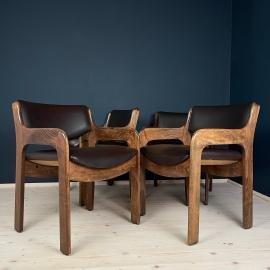 Set of 4 vintage dining chairs Italy 1970s Italian Design Mid-century Modern Chairs