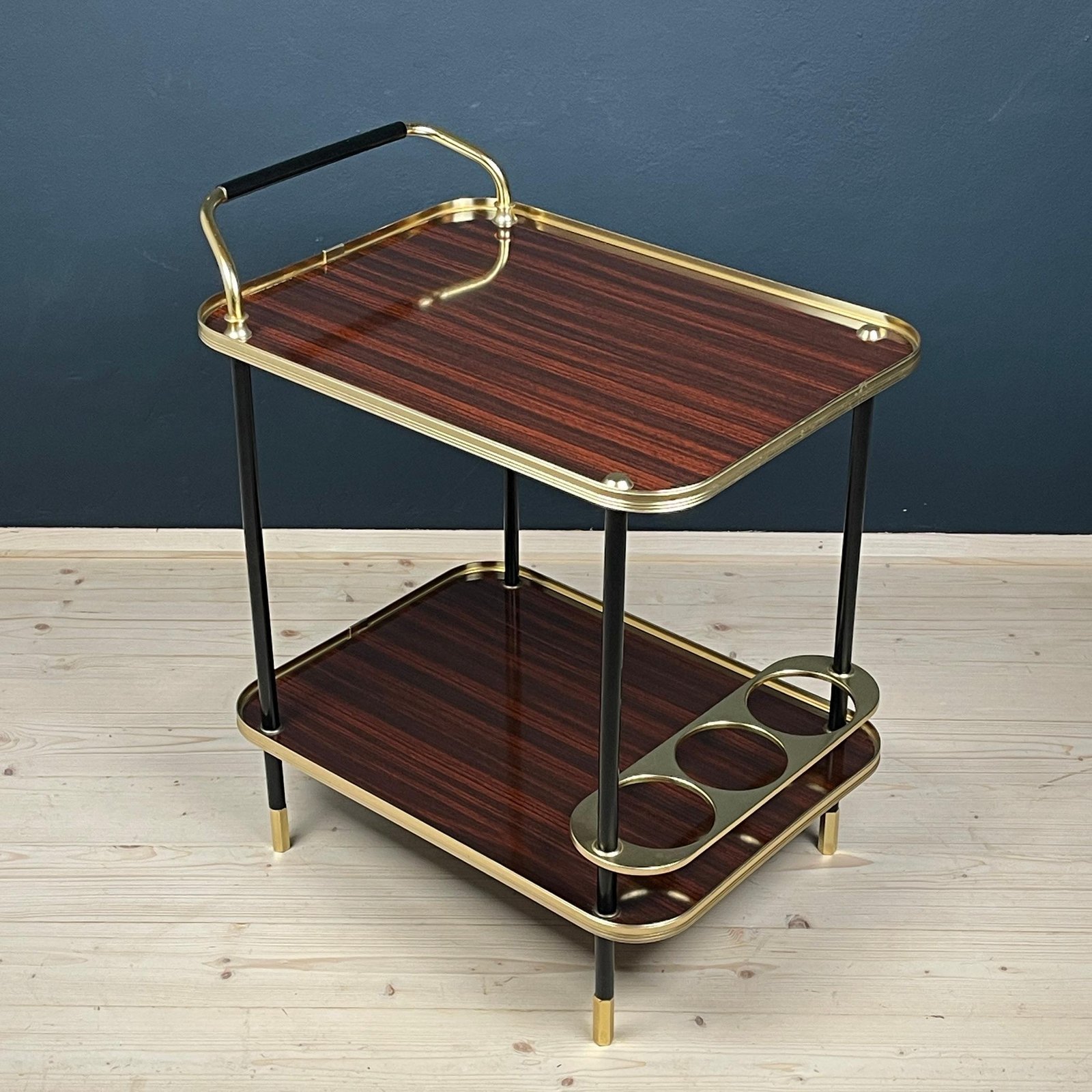 Mid-Century Mahogany Bar Cart by Ico Parisi for MB Italy 1960s