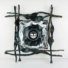 Large iron wall lamps Brutalist 1960s