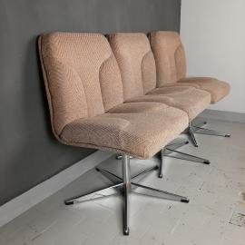 1 of 3 Mid-century desk chair Stol Kamnik Yugoslavia 1970s Vintage dining chair Retro home office Original Textil Swivel chrome metal leg