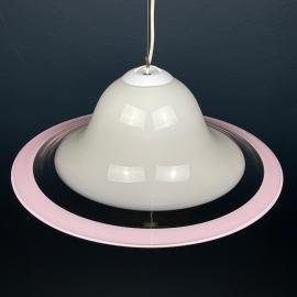 Murano glass white and pink pendant lamp Italy 1970s