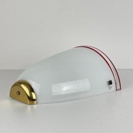 Vintage white and red murano wall lamp by ITRE, Italy 1980s