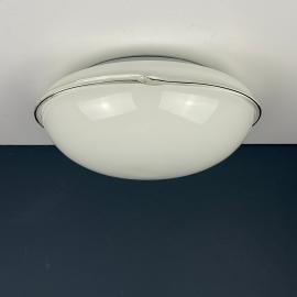 Vintage murano glass ceiling or wall lamp Italy 1980s White and Black Ronda UFO Space age Retro italian design lighting