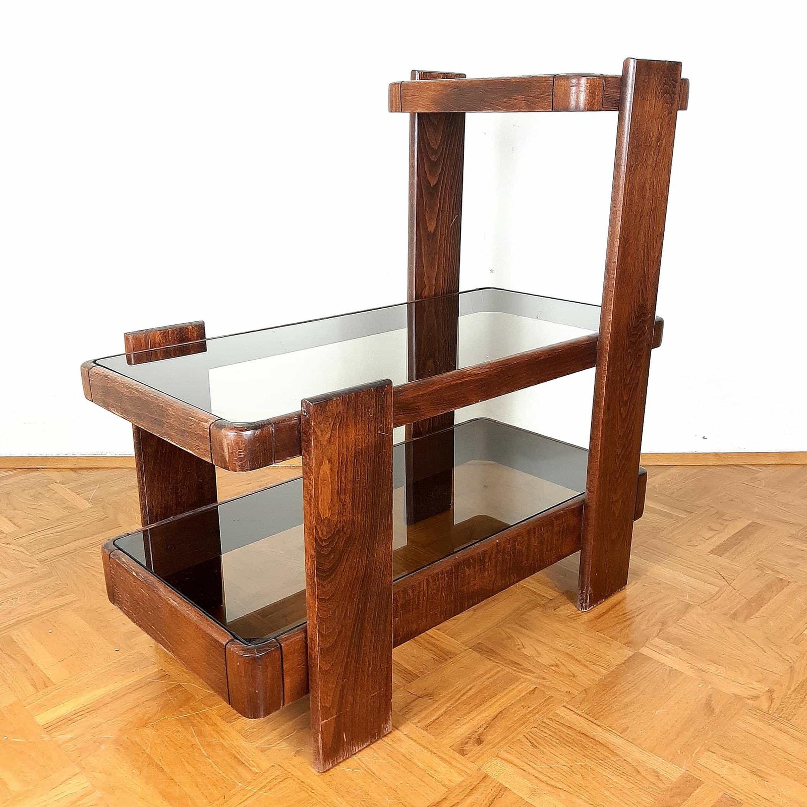 Mid-century wood coffee table Yugoslavia Meblo 1970s italian design