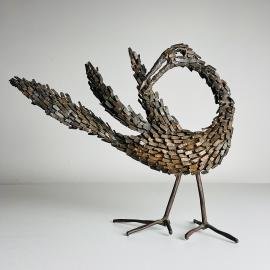 Vintage metal Brutalist sculpture Bird by Salvino Marsura, Italy 1957, Mid-century Modern