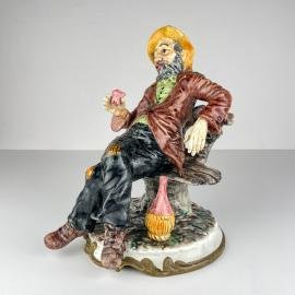 Vintage original ceramic sculpture Old Man by Bassano, Italy 1974
