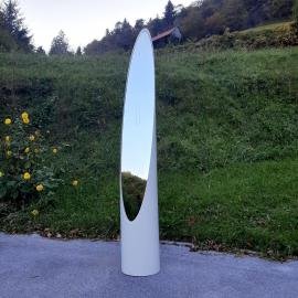 Mid-century floor mirror Unghia (Nail) by Rodolfo Bonetto Italy 1970s Space age Retro italian design mirror
