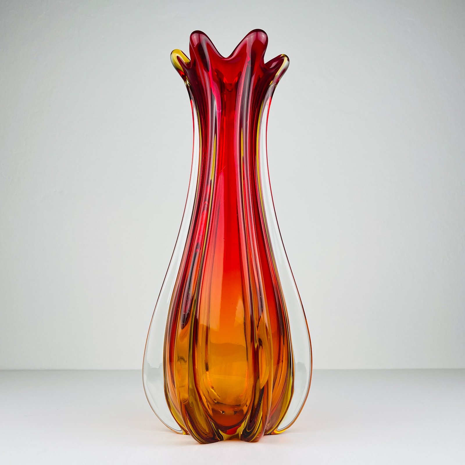 Vintage red murano vase, Italy 1970s