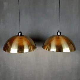 Set of vintage brass pendant lamp Italy 1970s Retro home decor Space age