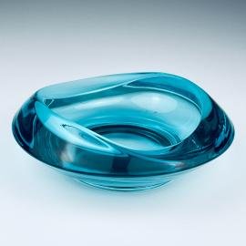 Vintage Bohemian glass ashtray or bowl by Rudolf Jurnikl for Union Sklo, Rozice, Czech, 1962
