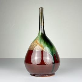 Vintage brown ceramic vase by Piqueres, Spain, 1970s