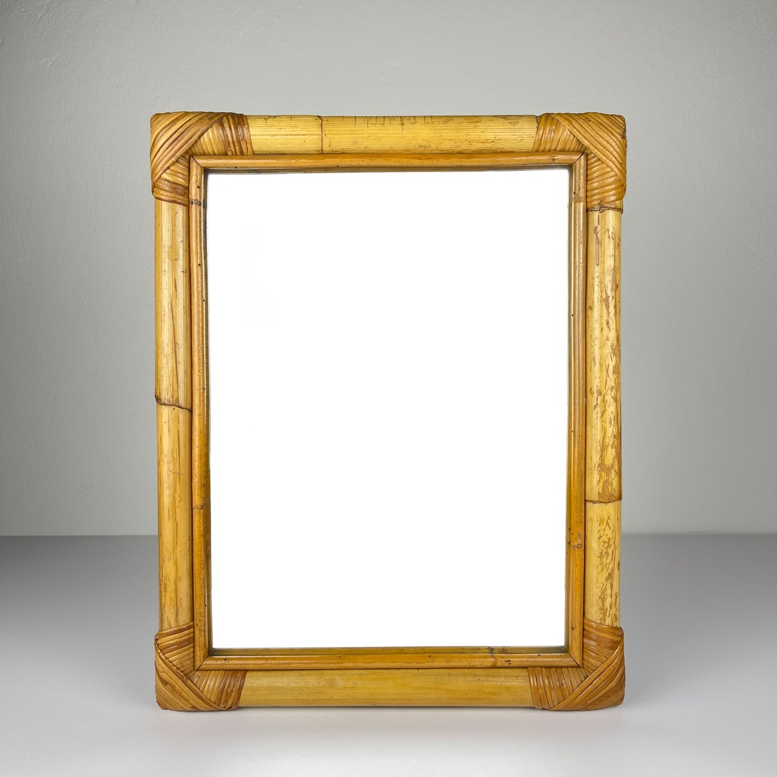 Mid-Century Bamboo Wall Mirror, Italy, 1960s