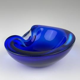 Blue Murano glass ashtray, Italy 1970s