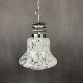 Mid-century white murano pendant lamp designed by Carlo Nason for Mazzega Italy 1960s Space age Atomic