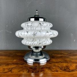Mid-century white murano glass mushroom table lamp Mazzega Italy 1960s