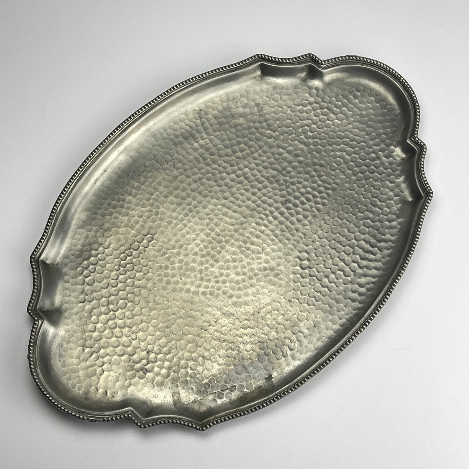 Antique pewter tray or fruit platter, Italy, 1950s
