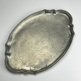 Antique pewter tray or fruit platter, Italy, 1950s