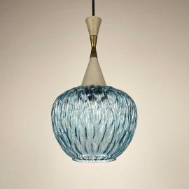 Vintage blue Murano pendant lamp by Stilnovo, Italy 1950s