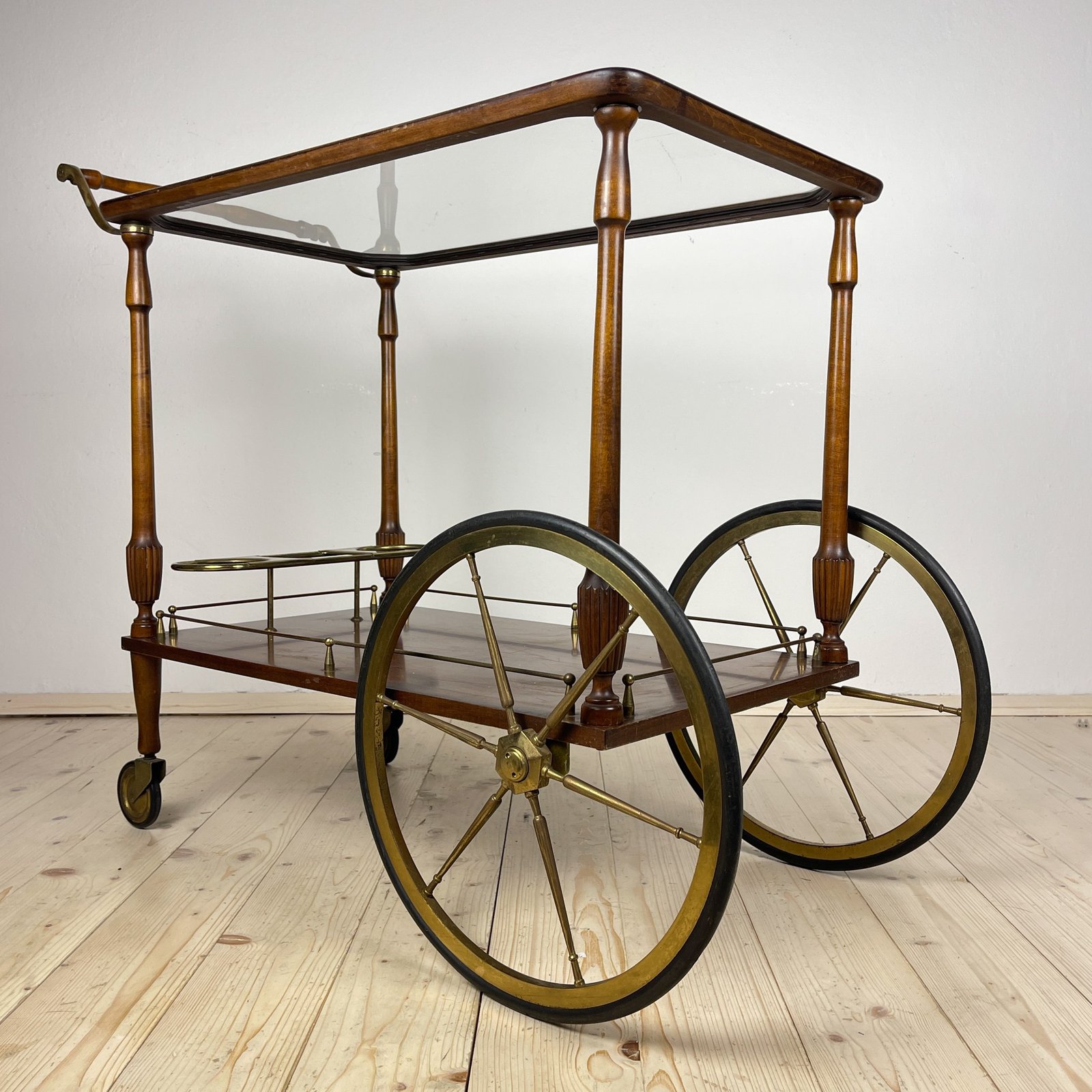 Mid-Century wood bar cart trolley, Italy, 1970s