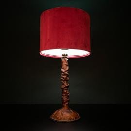 Unique vintage leather table lamp, Italy 1950s