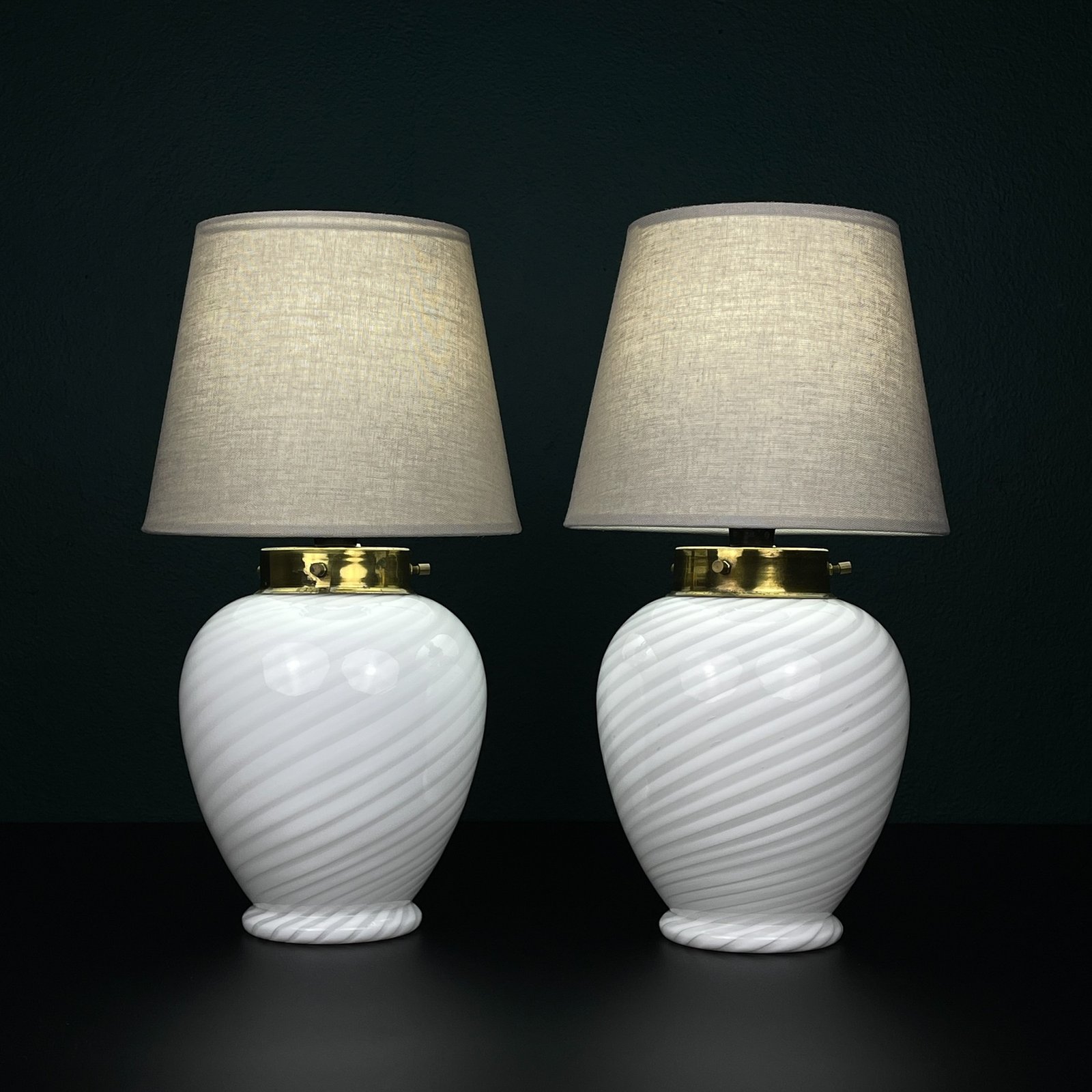 Classic Murano glass table lamps, Italy 1970s, Set of 2