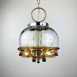 Vintage Murano glass pendant lamp Mundgeblasen Handarbeit 1970s