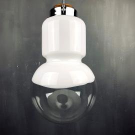 Rare mid-century large murano pendant lamp by Carlo Nason for Mazzega Italy 1960s lattimo glass XXL design pendant lamp