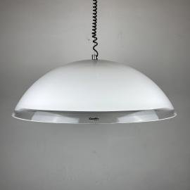 Mid-century XL white plastic pendant lamp by iGuzzini Italy 1980s Vintage Hanging Light Space Age Modern
