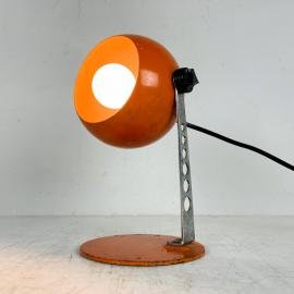 Mid-century orange metal desk lamp Eyeball by Targetti Sankey Italy 1960s Industrial table lamp