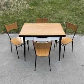 Set of mid-century dining table and 4 chairs by Salvarani Depositato Italy 1950s Set for dining room