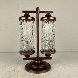 Vintage murano glass and brass table lamp Italy 1960s Tronchi murano desk lamp
