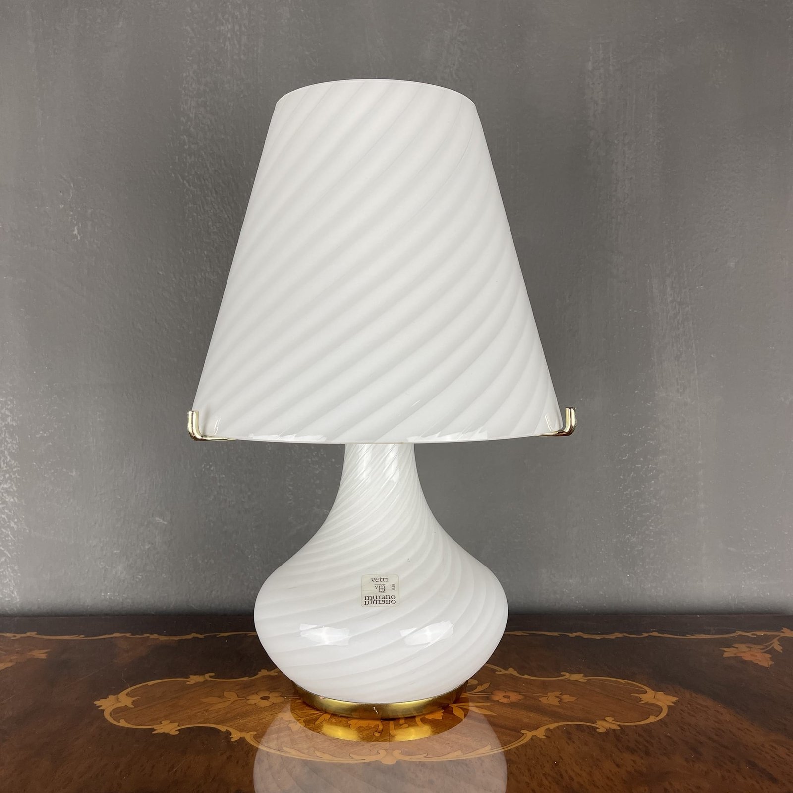 XL Murano Vetri swirl mushroom table lamp Italy 1970s